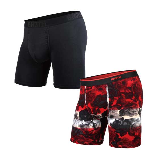 CLASSIC BOXER BRIEF SOLID×PRINT / ROSE-BLACK 2枚1SET