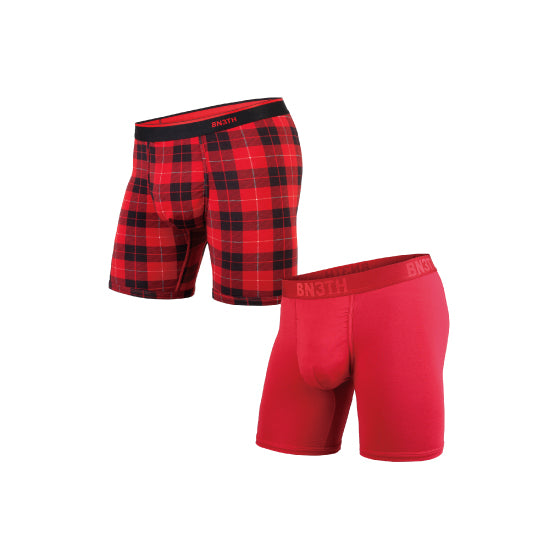 【20%OFF】CLASSIC BOXER BRIEF SOLID×PRINT / CRIMSON FIRESIDE-PLAID RED 2枚1SET