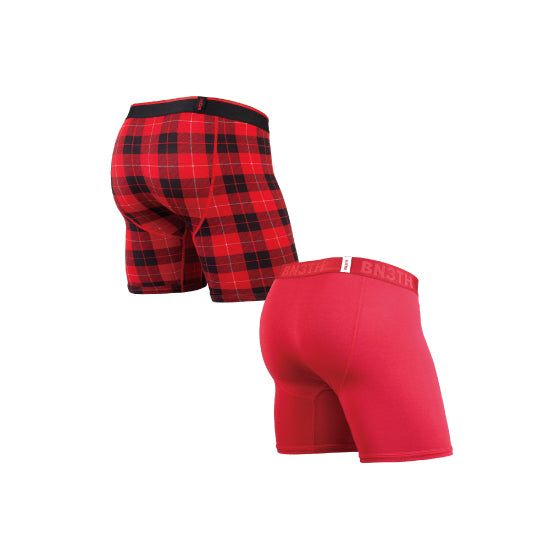 【20%OFF】CLASSIC BOXER BRIEF SOLID×PRINT / CRIMSON FIRESIDE-PLAID RED 2枚1SET
