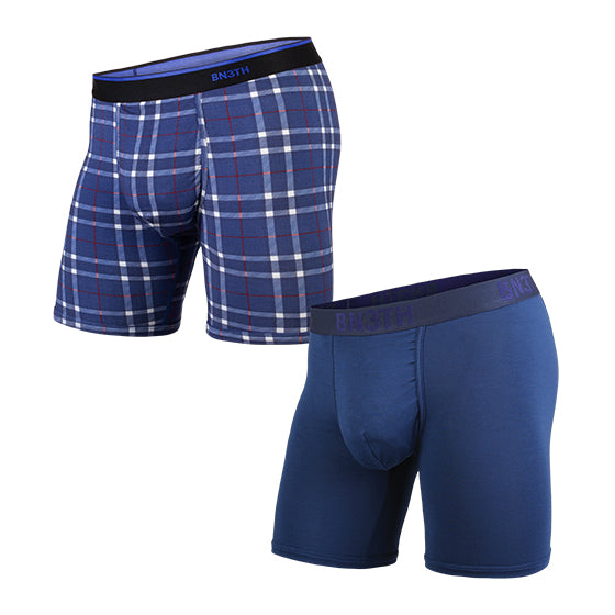 CLASSIC BOXER BRIEF SOLID×PRINT / NAVY FIRESIDE-PLAID NAVY 2枚1SET