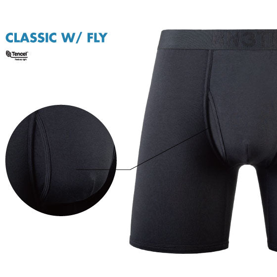 CLASSIC WITH FLY BOXER BRIEF 前開き  / BLACK/BLACK